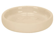 Runde Seifenschale ECLIPSE Sandbeige steht leer vor weißem Hintergrund.