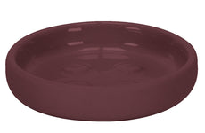 Runde, bordeauxrote Seifenschale aus Keramik mit glatter Oberfläche