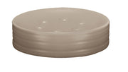 Runde beige Seifenschale aus Keramik mit Rillen und Ablaufnoppen