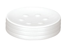 Runde weiße Seifenschale aus Keramik mit Rillen und Ablauföffnungen