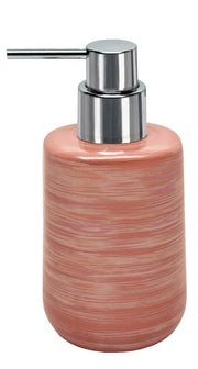 Der Seifenspender ARGENTIC Siena aus roséfarbener Keramik mit silberner Pumpvorrichtung ist abgebildet.