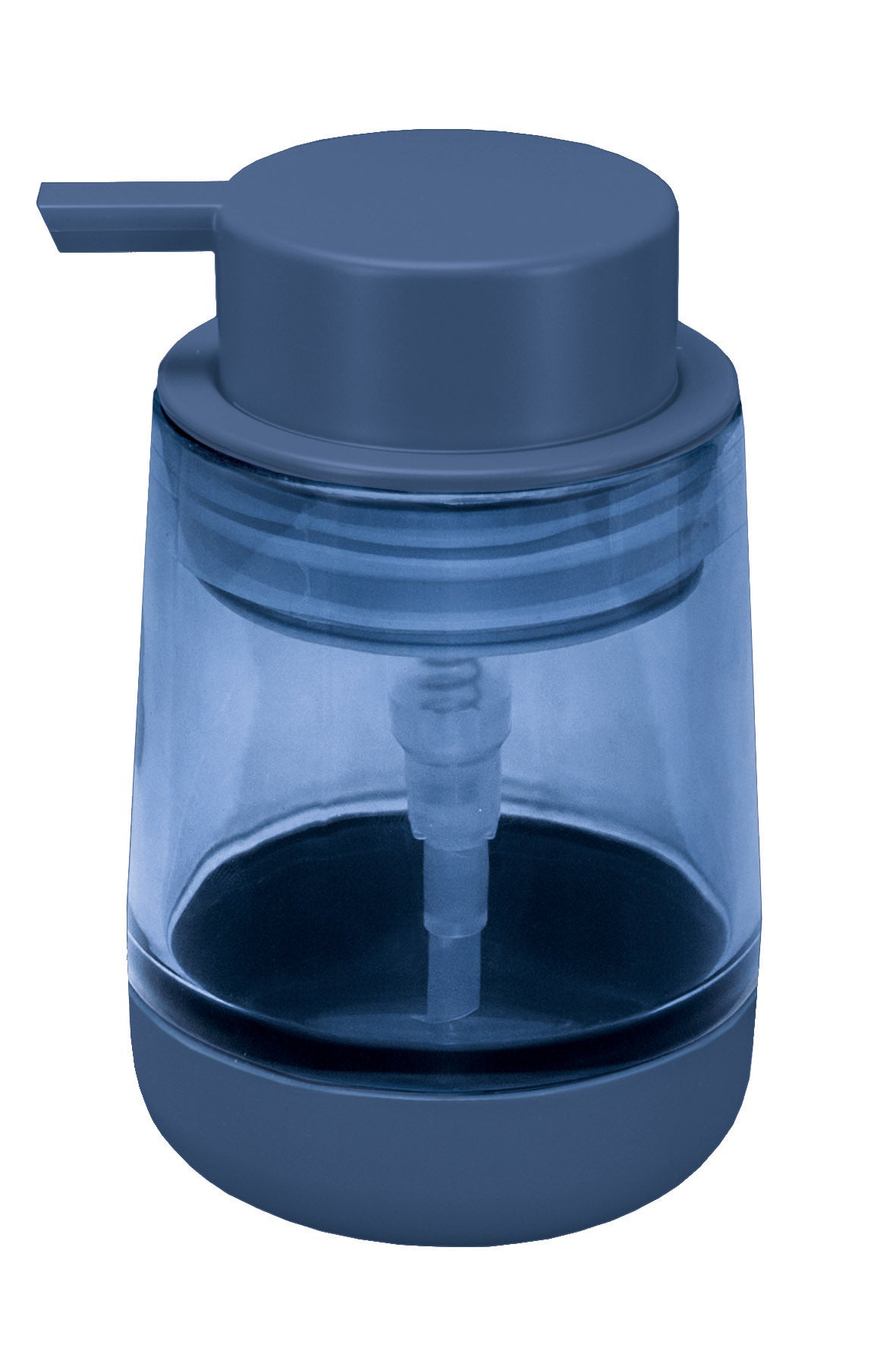 Blauer transparenter Seifenspender aus Kunststoff mit Pumpaufsatz Deckel