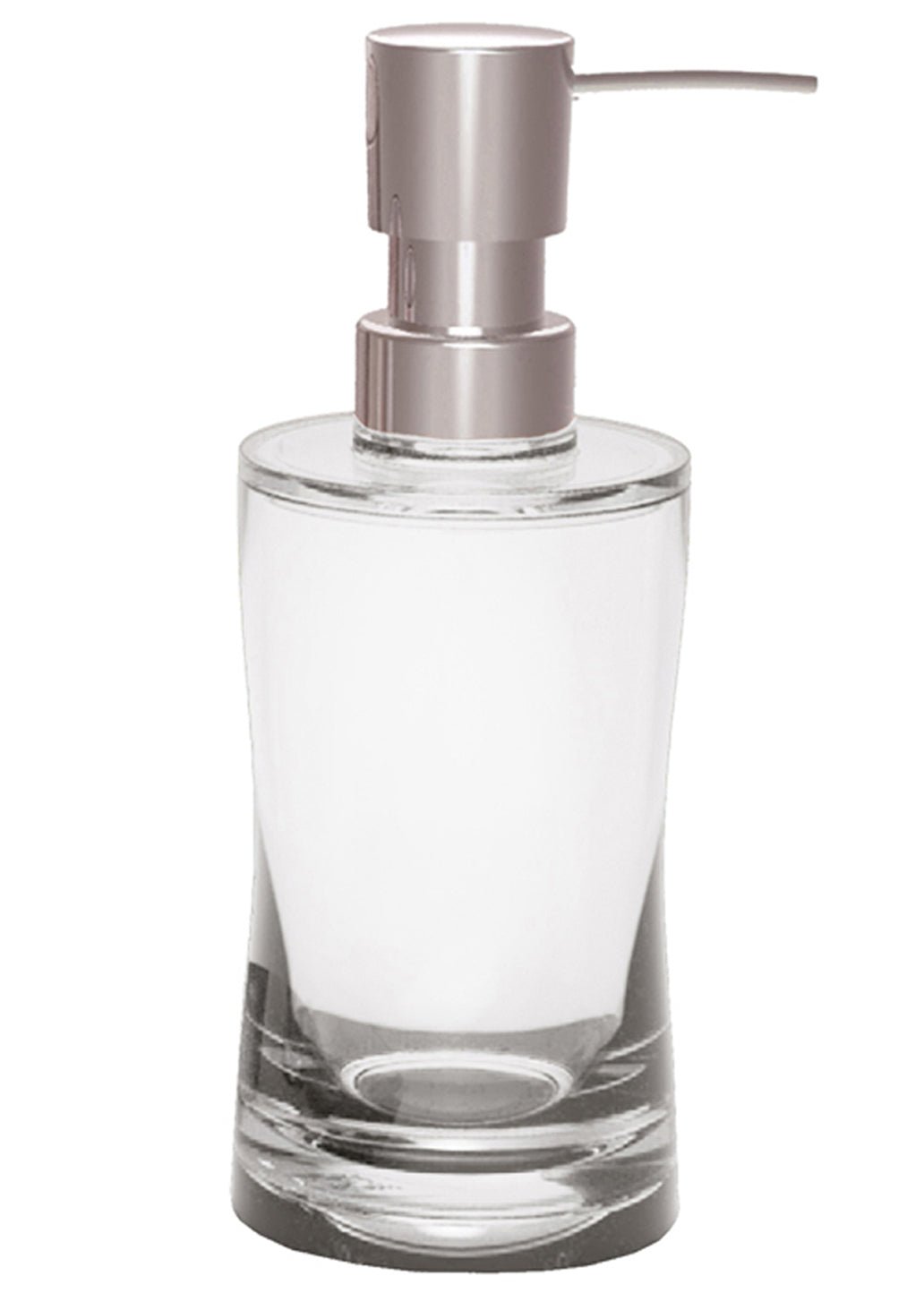Transparenter Seifenspender aus Glas mit silbernem Pumpkopf, modernem Design
