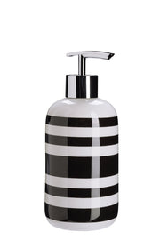 Seifenspender aus Keramik mit schwarzen und weißen Querstreifen