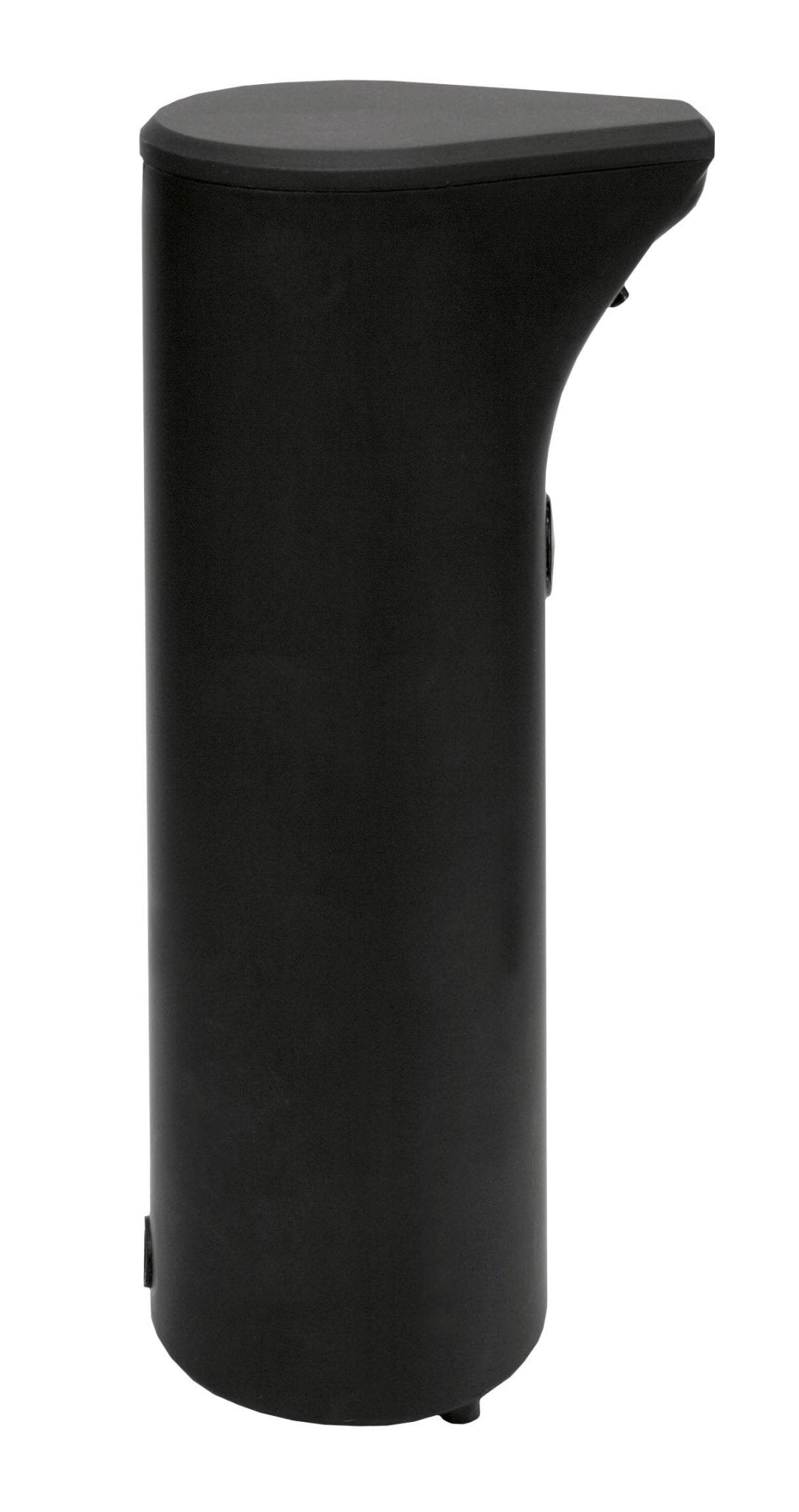 Schwarzes freistehendes Waschbecken mit modernem zylindrischem Korpus