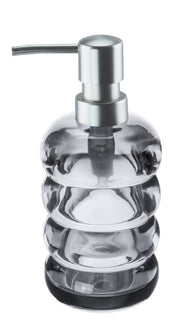 Transparenter gerippter Glas-Seifenspender mit silberner Pumpvorrichtung