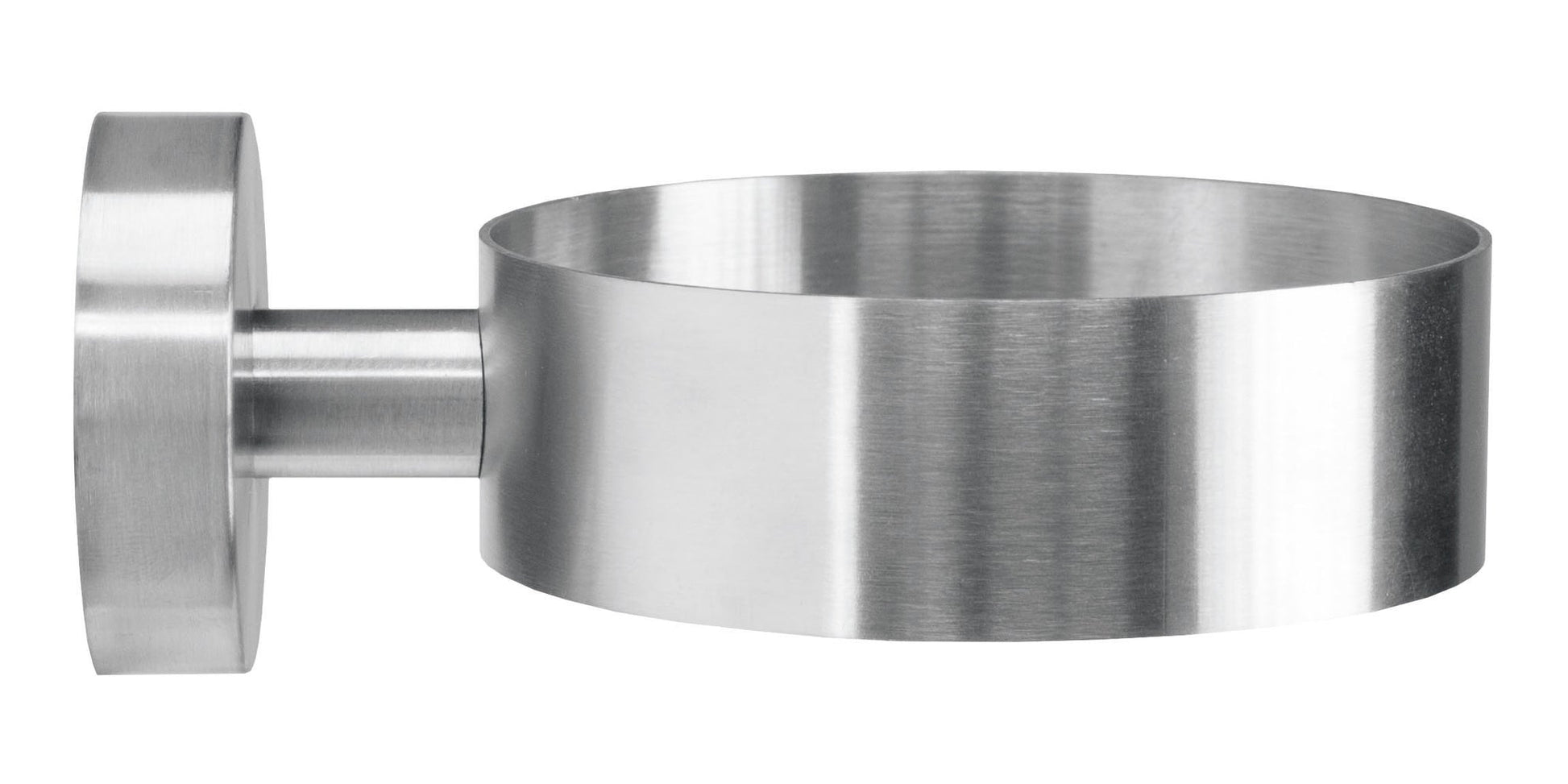 Chromfarbener Universal-Ring ALLEGRA als Wandhalterung in Nahaufnahme dargestellt.