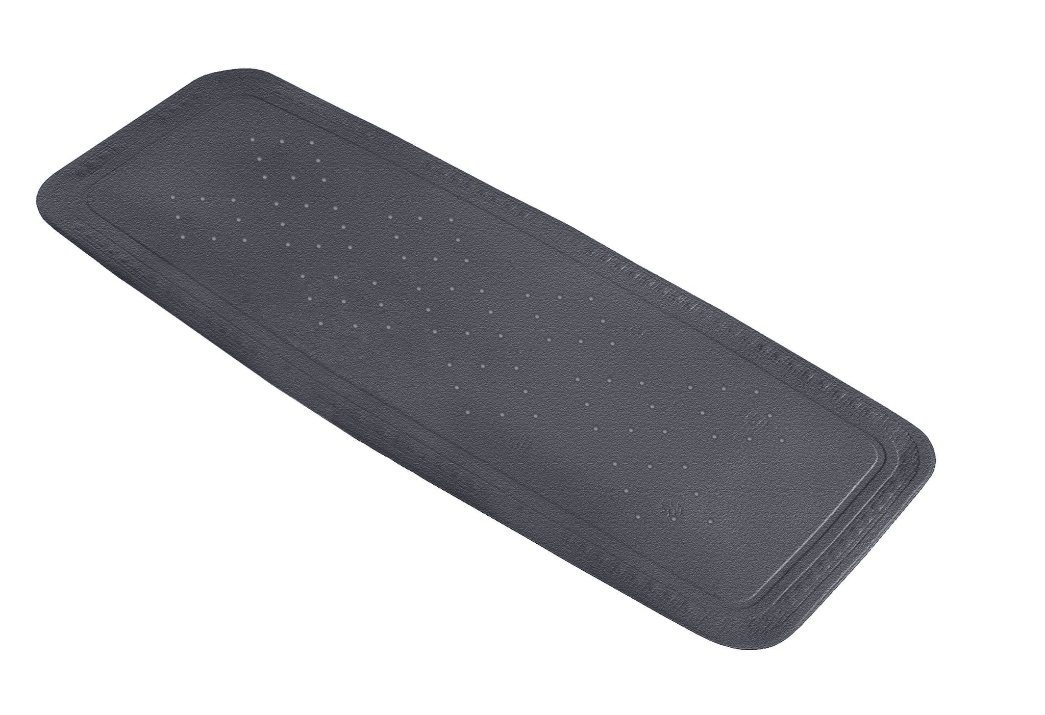 Wanneneinlage AROSA Anthrazit 36 x 92 cm liegt mit Noppenstruktur auf weißem Hintergrund.