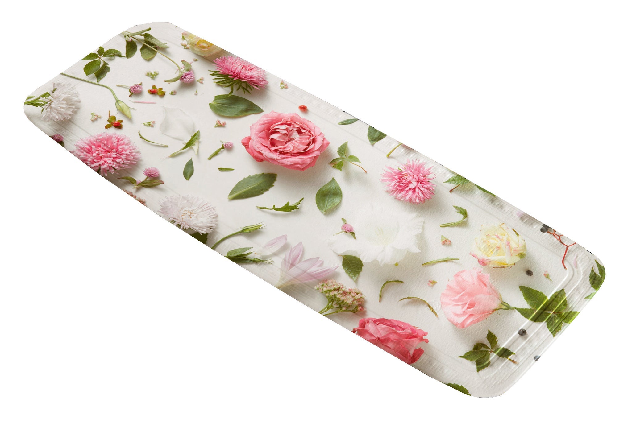 Wanneneinlage ROSALIE Multicolor mit buntem Blumendekor liegt schräg im Bild.