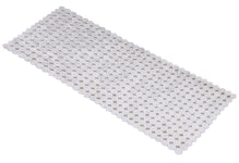 Langer rechteckiger cremefarbener Badteppich mit Strukturmuster und Rand