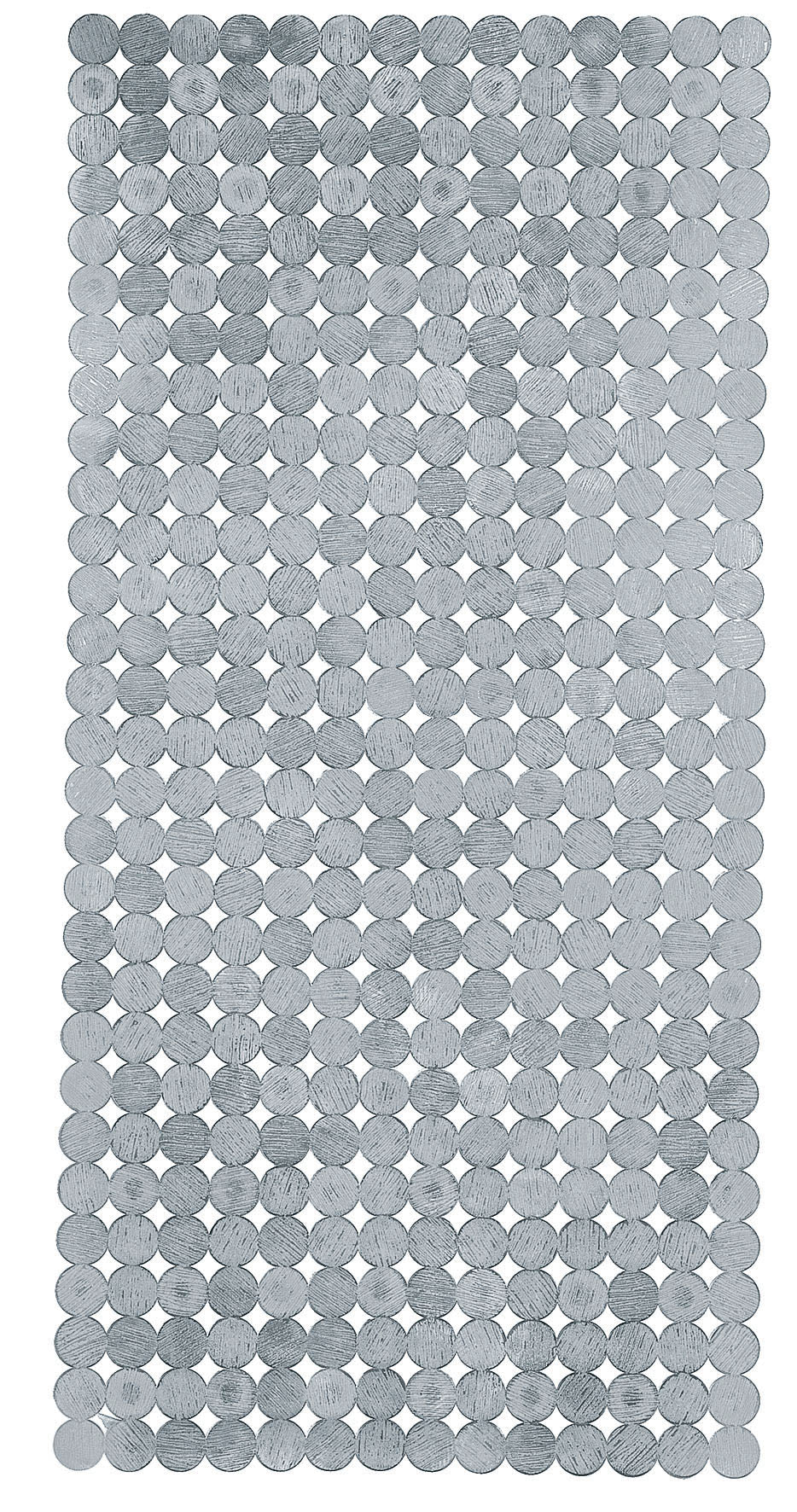 Silberfarbene Wanneneinlage SIGN 36 x 80 cm liegt flach mit runder Struktur.