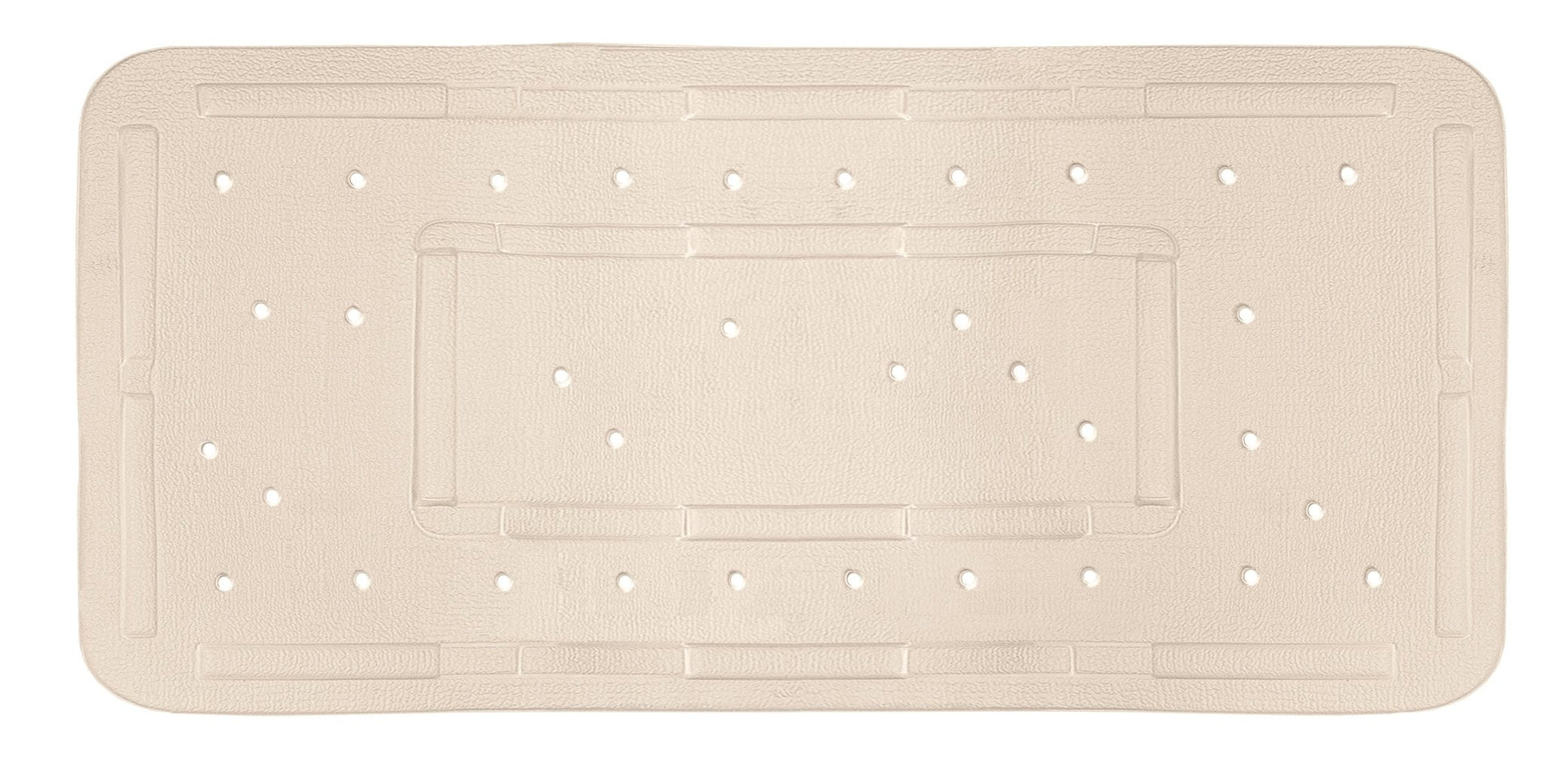 Naturfarbene Wanneneinlage SOFTY 36 x 80 cm mit Lochmuster liegt flach ausgebreitet.