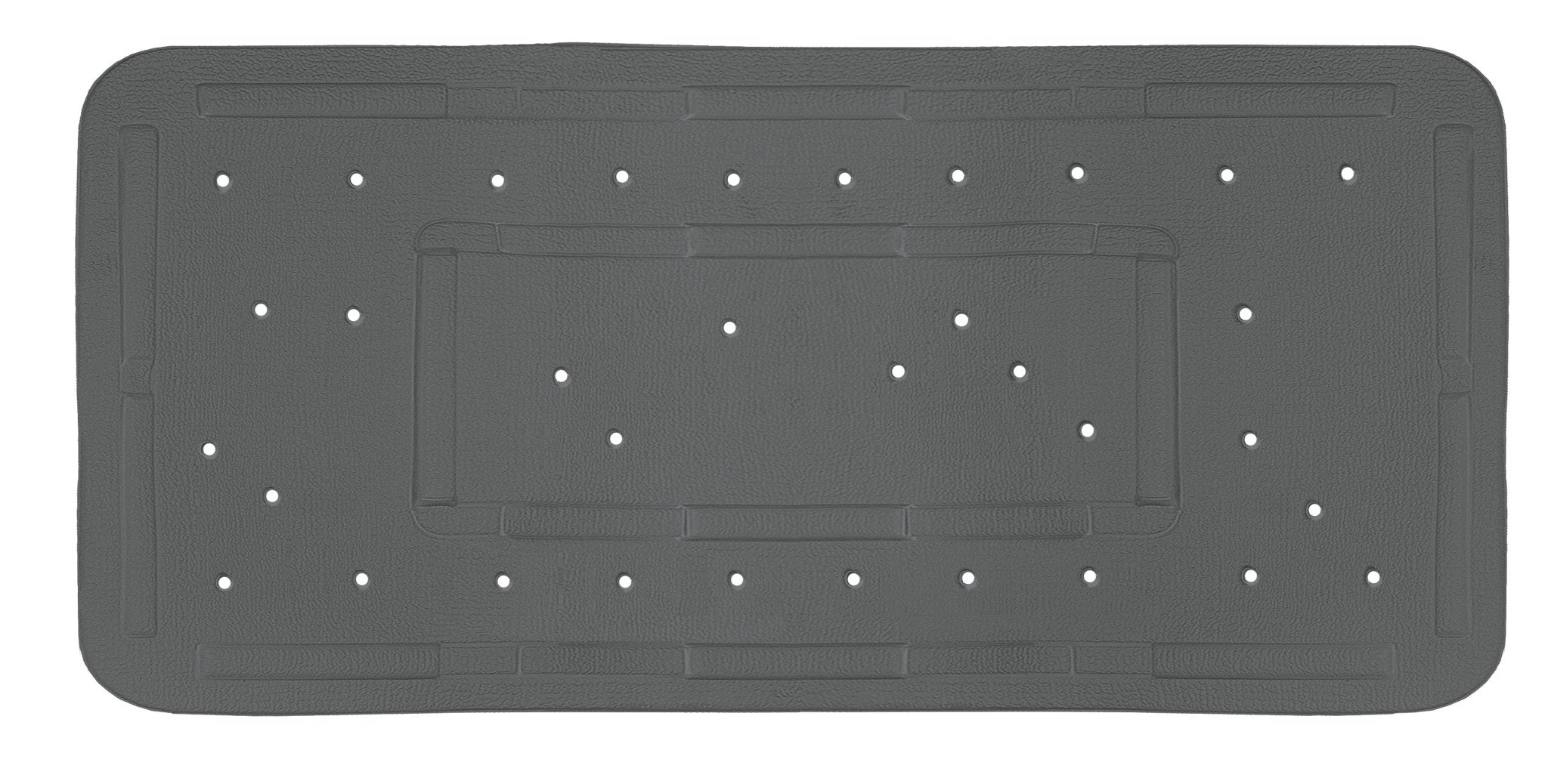 Bild zeigt Wanneneinlage SOFTY Schiefer 36 x 80 cm in Draufsicht mit rutschhemmender Lochstruktur.