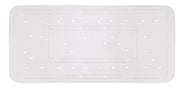 Weiße Wanneneinlage SOFTY 36 x 80 cm liegt flach mit rutschhemmender Struktur und Lochmuster.