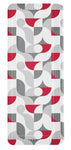 Rechteckige Badematte mit rot-grau-weißem geometrischem Muster Design