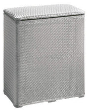 Rechteckiger, grauer Wäschekorb aus Kunststoffgeflecht mit Deckel