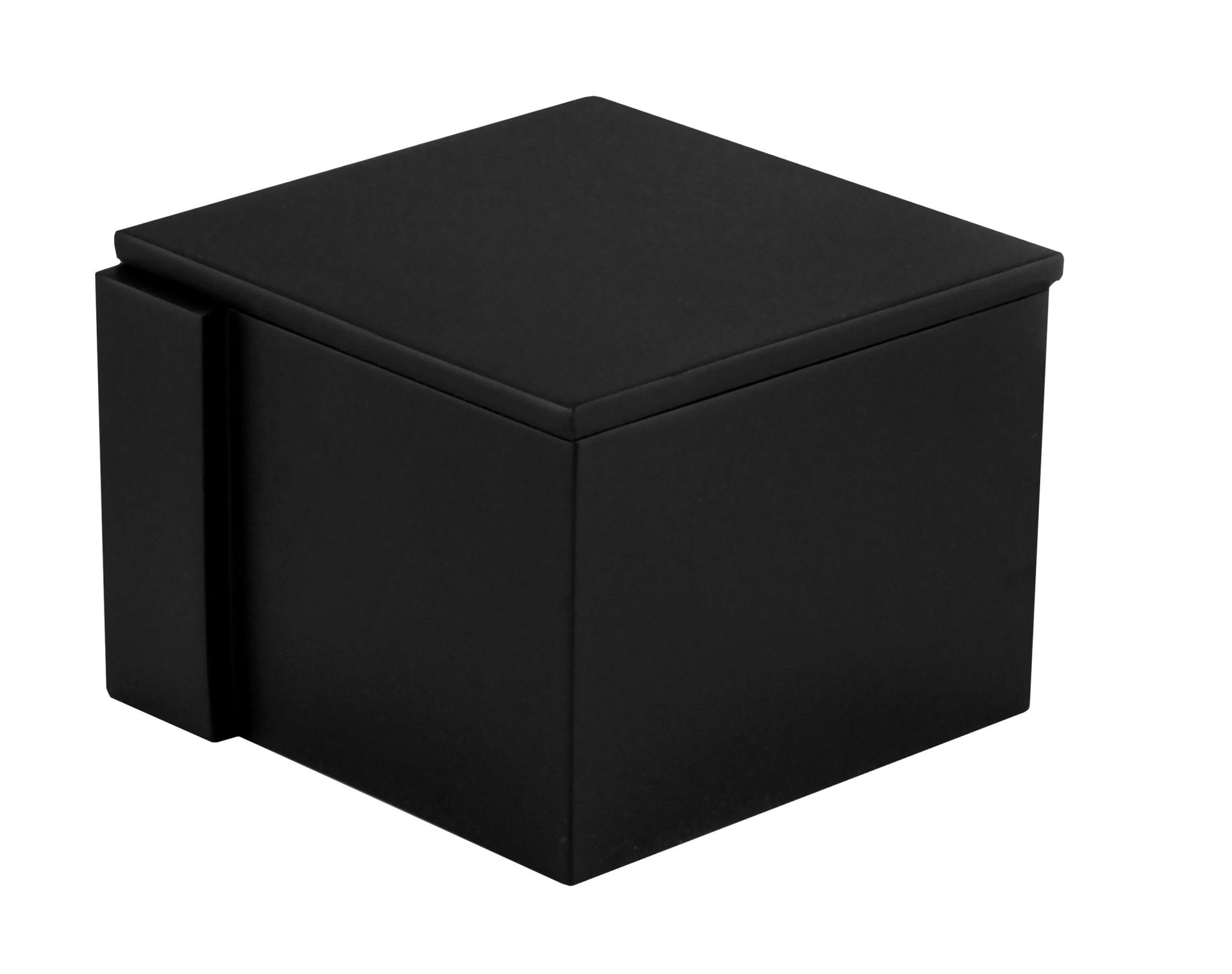 Wattedose GERRY Schwarz als moderne, eckige Dose für Wattepads in schwarzem Design.