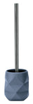 WC-Bürste mit blauem, facettiertem Halter und langem Edelstahlgriff