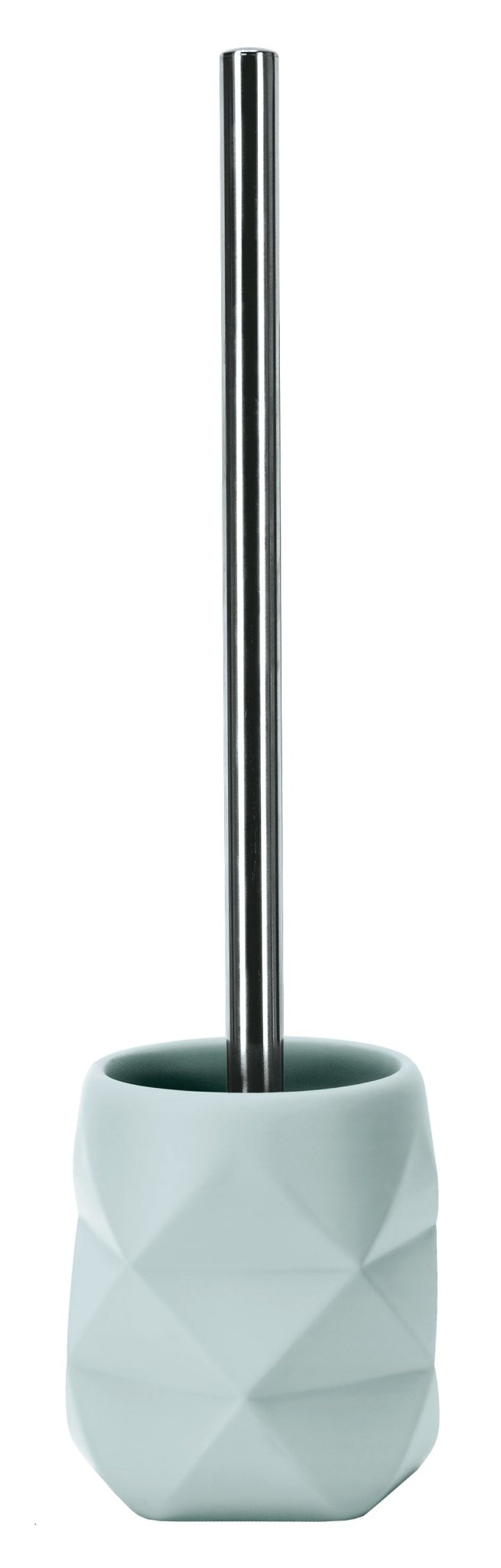 WC-Bürsten-Halter CRACKLE Opal mit Edelstahlstiel steht freigestellt vor weißem Hintergrund.