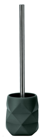 Das Bild zeigt den WC-Bürsten-Halter CRACKLE Pacific mit geometrischer Struktur in Dunkelgrün.