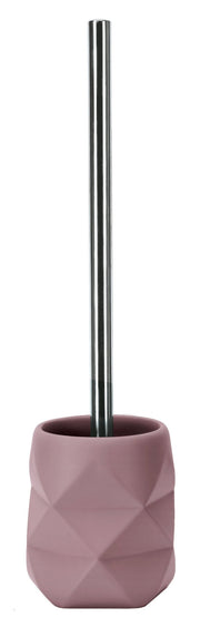 WC-Bürsten-Halter CRACKLE Rouge mit silberner Stielbürste vor weißem Hintergrund.