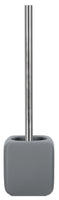 Graue WC-Bürste mit eckigem Behälter und schlankem Edelstahl-Stiel