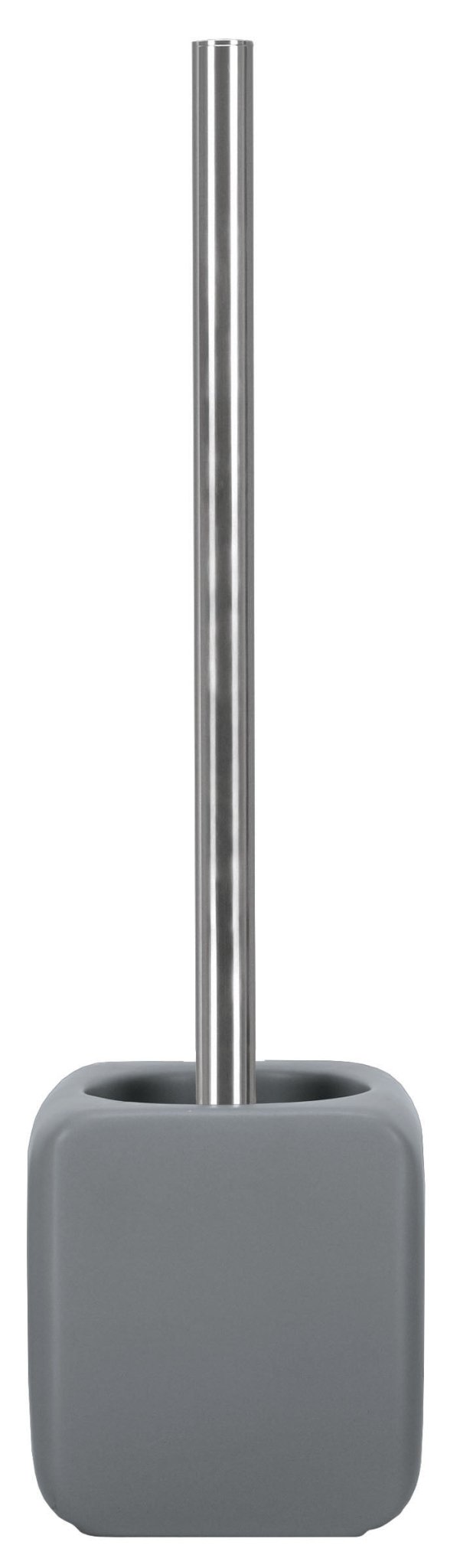 WC-Bürsten-Halter CUBIC in Anthrazit mit silbernem Stiel vor weißem Hintergrund.