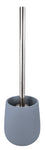 WC-Bürstengarnitur mit mattblauem Halter und Edelstahlstiel in modernem Design