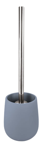 WC-Bürstengarnitur mit mattblauem Halter und Edelstahlstiel in modernem Design