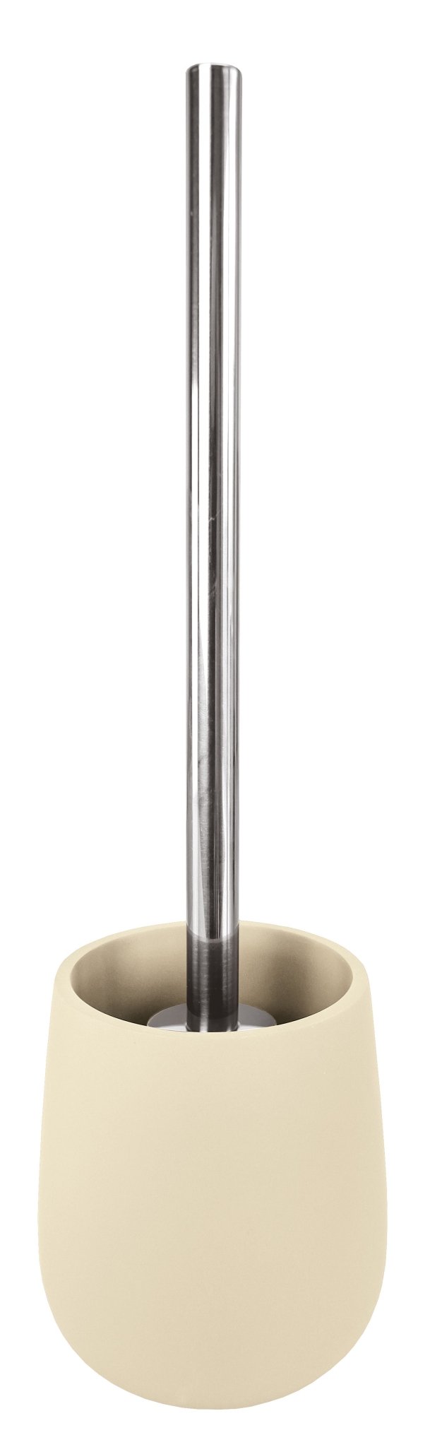 Beiger WC-Bürstenhalter mit Edelstahlstiel in zylindrischer Form Design