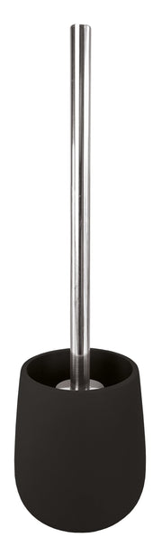 Schwarze WC-Bürstengarnitur mit modernem zylindrischem Edelstahlgriff