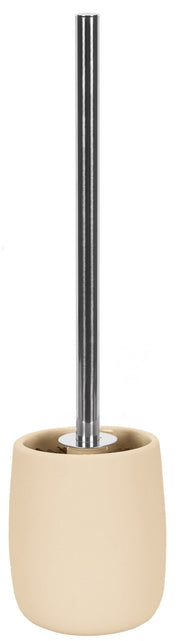 Der WC-Bürsten-Halter ECLIPSE Sandbeige steht mit Edelstahlstiel vor weißem Hintergrund.