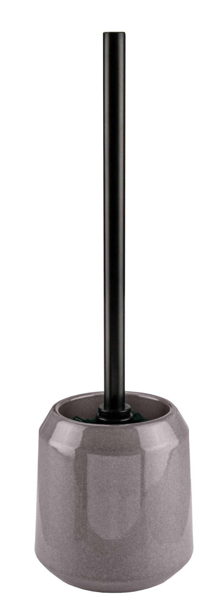 WC-Bürsten-Halter MYSTIC Anthrazit mit schwarzem Stiel steht freigestellt vor weißem Hintergrund.