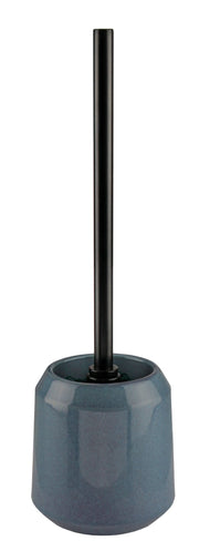 Der WC-Bürsten-Halter MYSTIC Navy mit schwarzer Bürste steht freistehend auf weißem Hintergrund.
