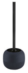 Schwarze WC-Garnitur mit modernem, rundem, mattem, gerilltem Bürstenhalter