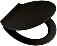 Schwarzer WC-Sitz mit Absenkautomatik, ovaler Deckel und Brille