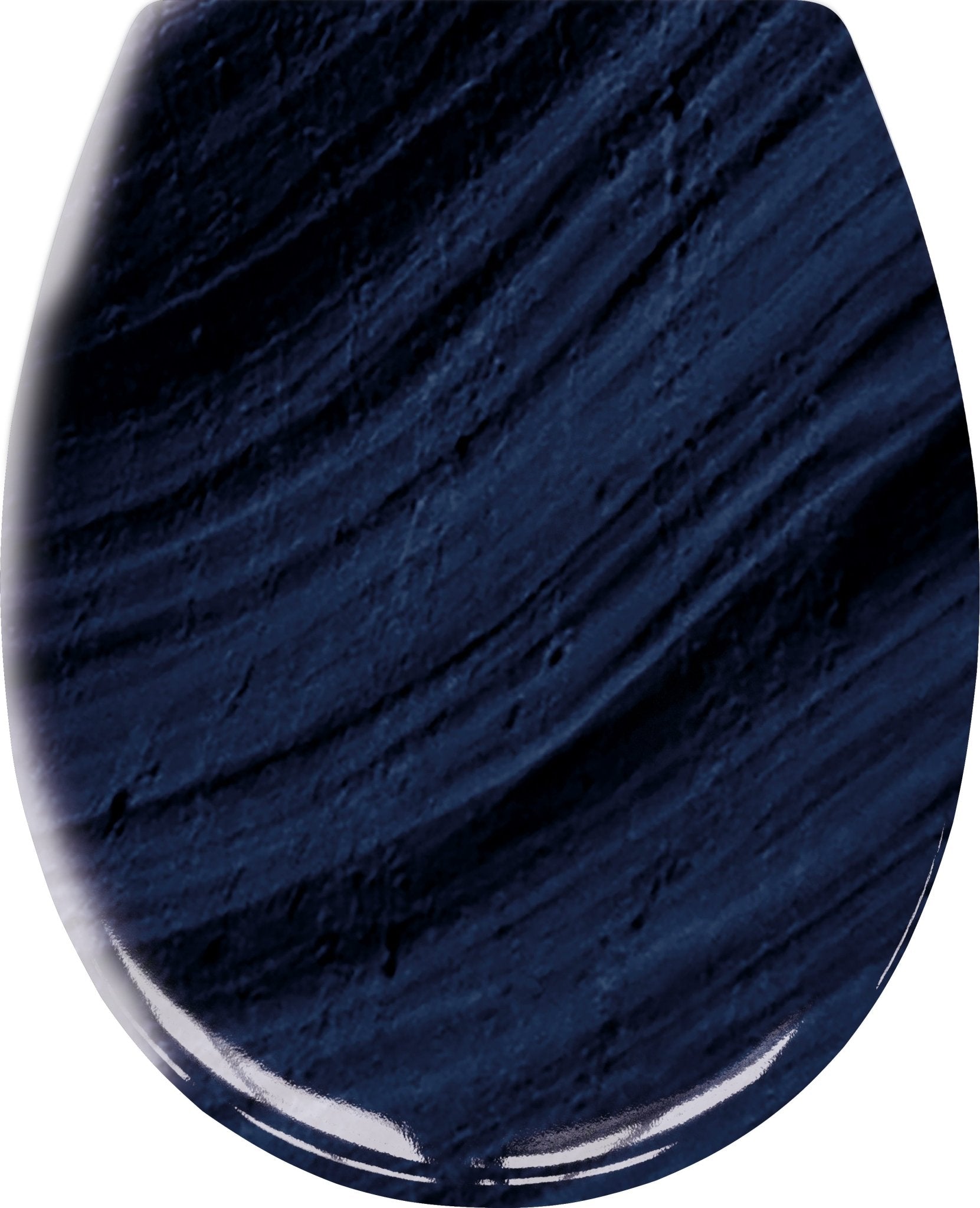 Dunkelblauer WC-Sitz MYSTIC Navy mit strukturierter Oberfläche in Nahaufnahme.