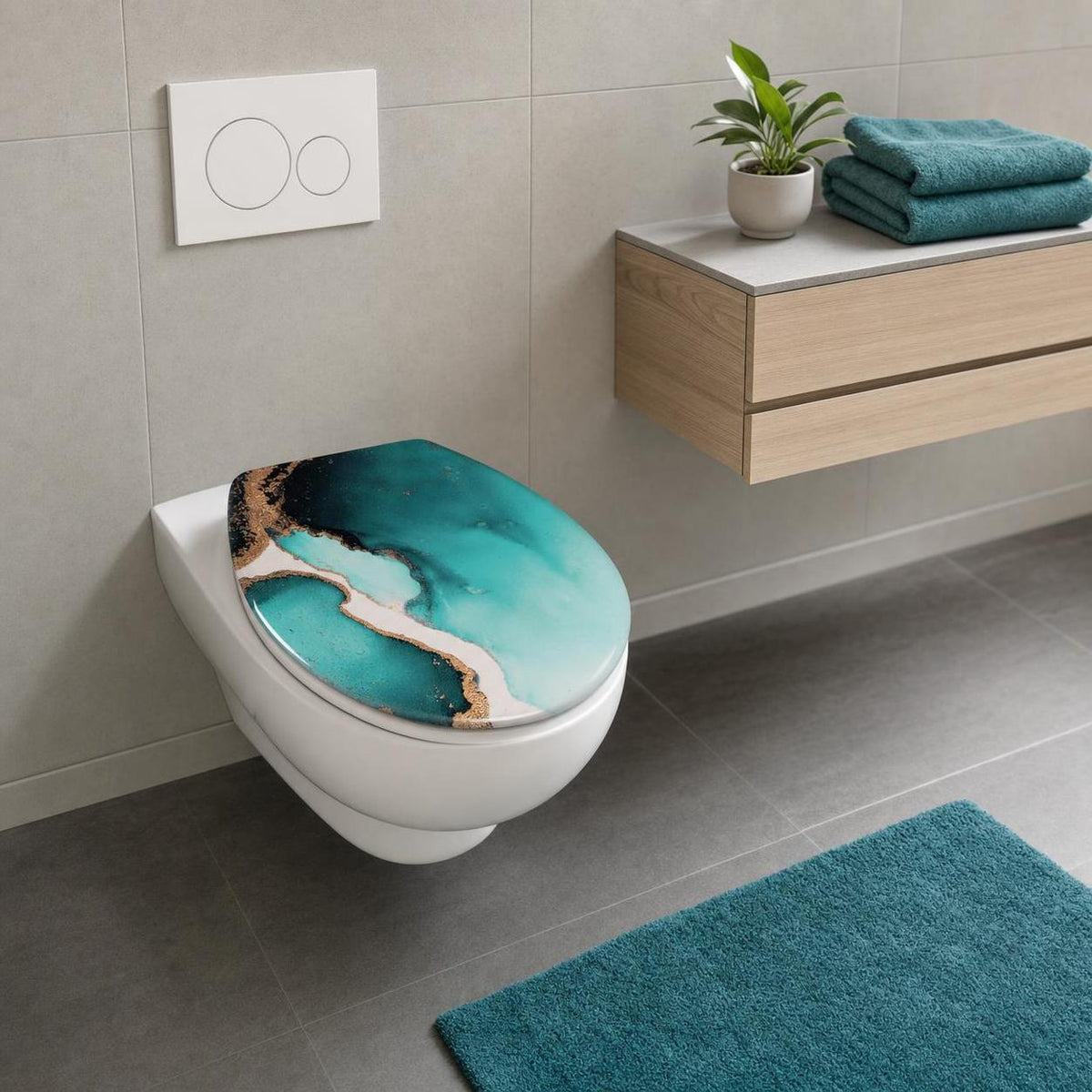 WC-Sitz TEAL Petrol mit Absenkautomatik und Easy Clean – Kleine Wolke