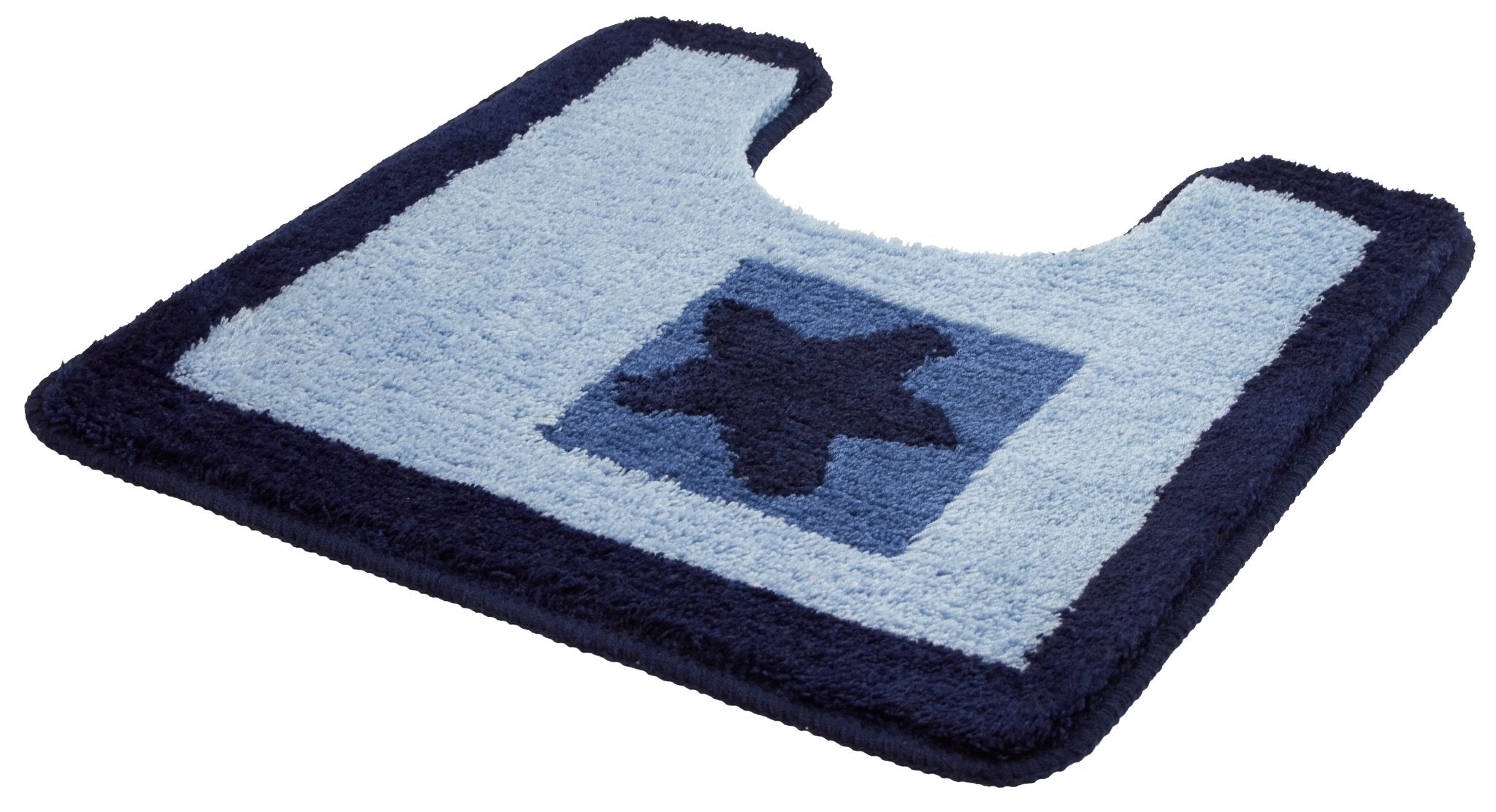 U-förmiger WC-Vorleger in Blau mit dunkelblauer Stern-Musterfläche