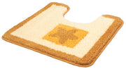 U-förmiger WC-Badevorleger in Beige und Braun mit langflorigem Kreuzmuster