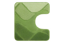 Grüne WC-Badematte mit abgerundeter Ecke und Wellenmuster in Grüntönen