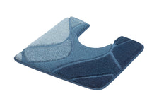 Blau gemusterter WC-Vorleger mit Aussparung aus weichem Hochflor