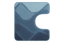 Blauer WC-Vorleger mit wellenförmigem Muster in verschiedenen Tönen