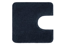 Dunkelblaue, eckige WC-Vorlage mit U-Ausschnitt aus Hochflor Teppich