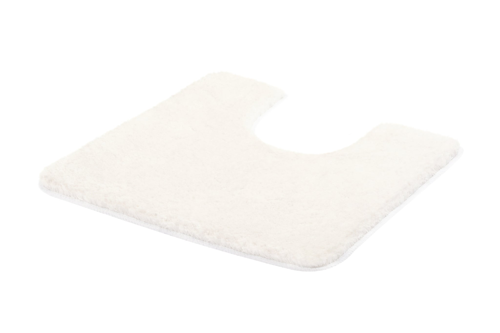 Weiße, U-förmige WC-Vorlage aus weichem, flauschigem Material Teppich