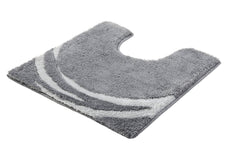 Grauer U-förmiger Badteppich mit weißen geschwungenen dekorativen Mustern
