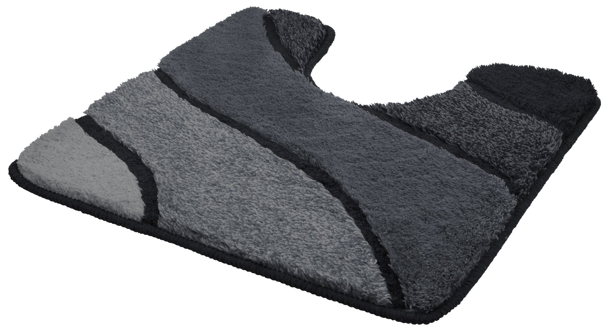 Graue WC-Vorlage mit U-Ausschnitt und geschwungenem Wellenmuster