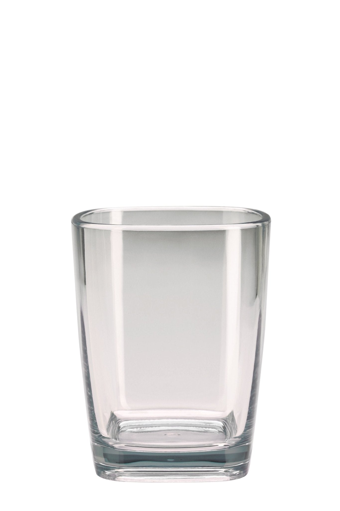 Zahnputzbecher CLARA Weiß aus Glas steht frontal vor weißem Hintergrund.