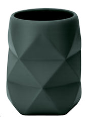 Zahnputzbecher CRACKLE Pacific steht als dunkler, facettierter Becher vor weißem Hintergrund.