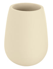 Becherförmiger beiger Zahnputzbecher aus mattiertem Kunststoff, rund